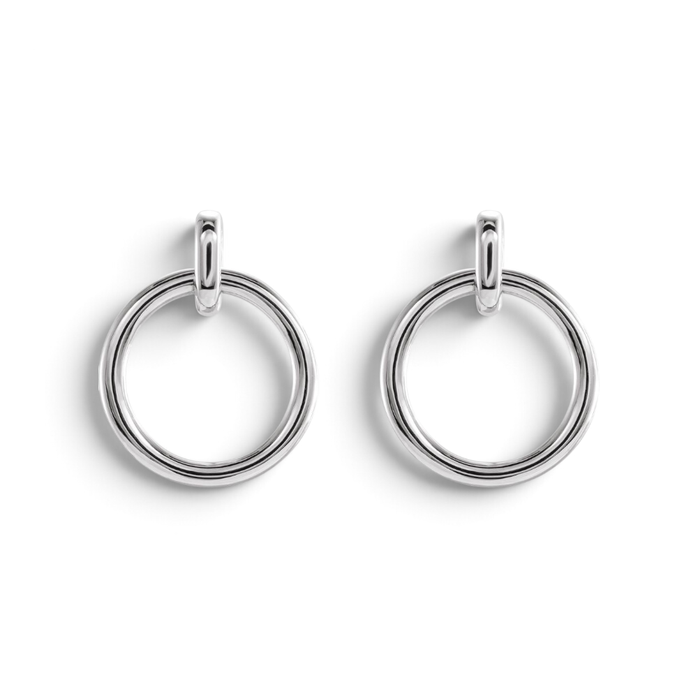Circle Dangle Earrings | Sterling Silver Drop Earrings