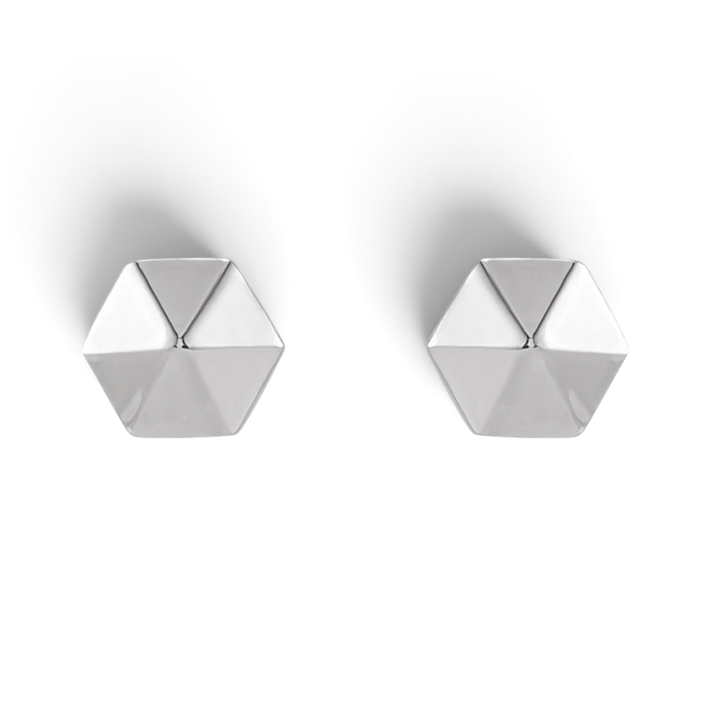 Tiny Hexagon Studs | Sterling Silver Geometric Studs