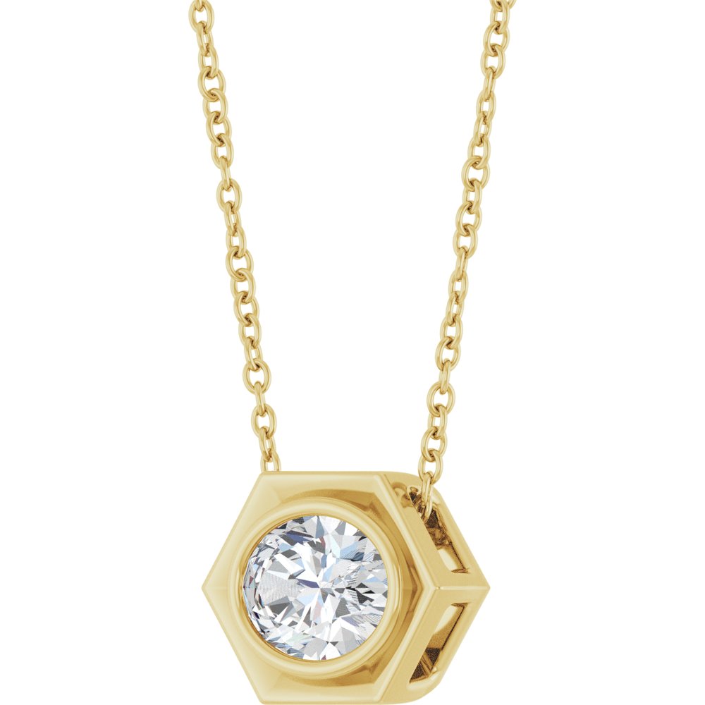 Thalassa Necklace | Lab-Grown Diamond Oval Bezel Slide Necklace in 14k Gold