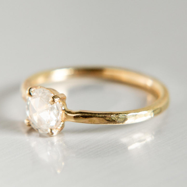 Rose-Cut White Diamond Ring in 14k Yellow Gold