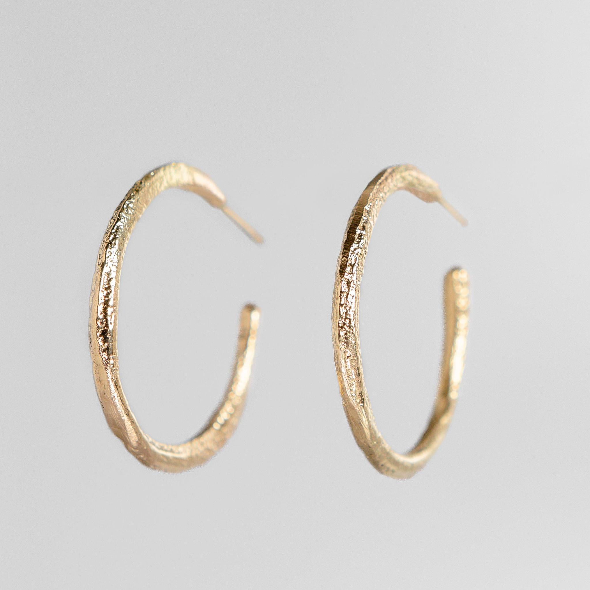 Relic Hoop Earrings in 14k Yellow Gold