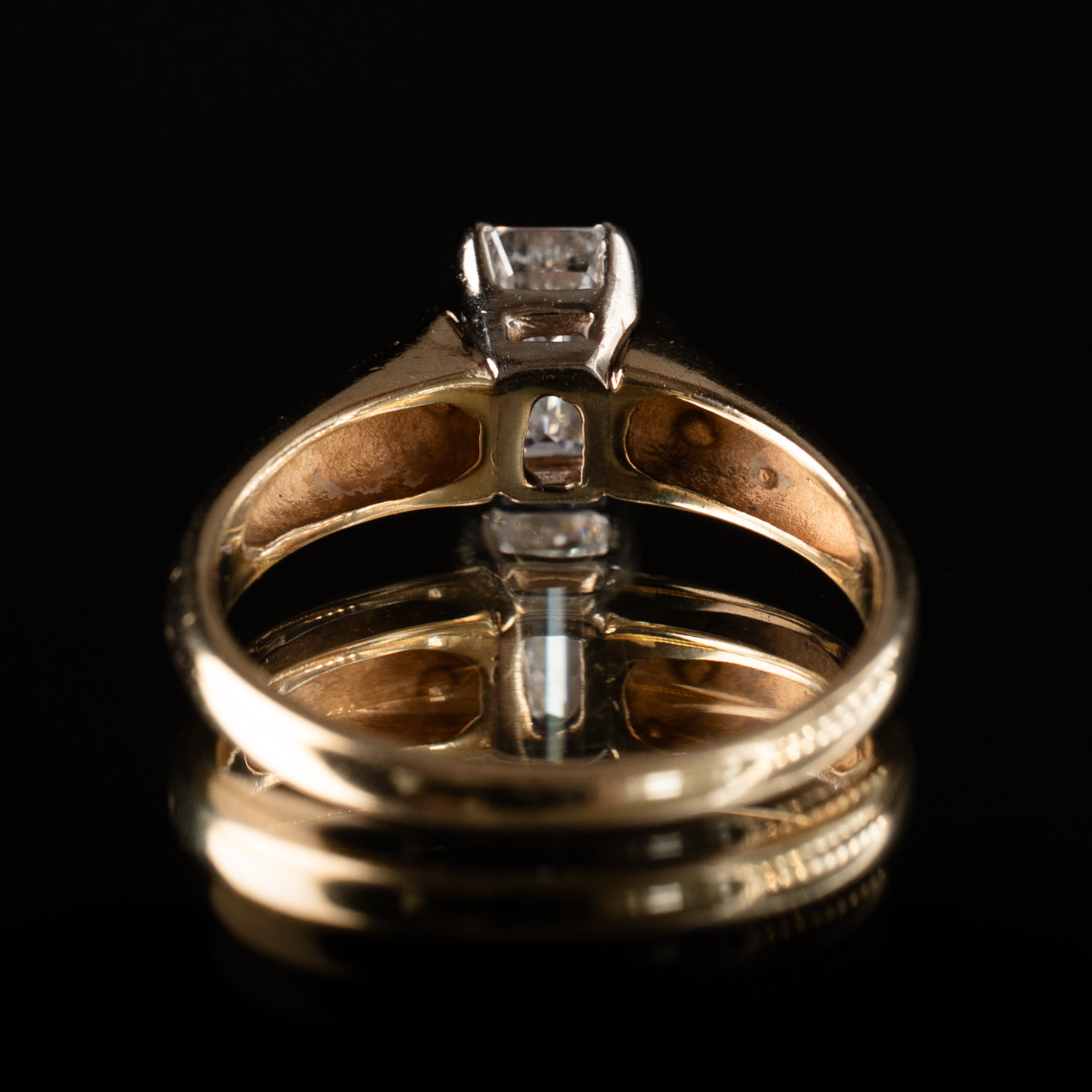 Vintage Emerald Cut Diamond Engagement Ring in 14k Gold