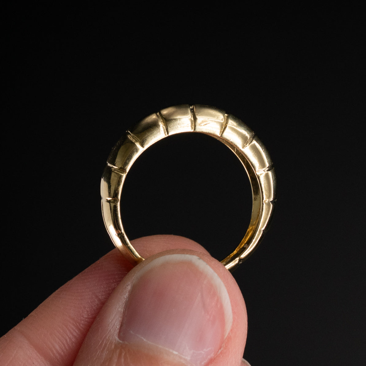 Vintage Bamboo Dome Band | 18k Yellow Gold