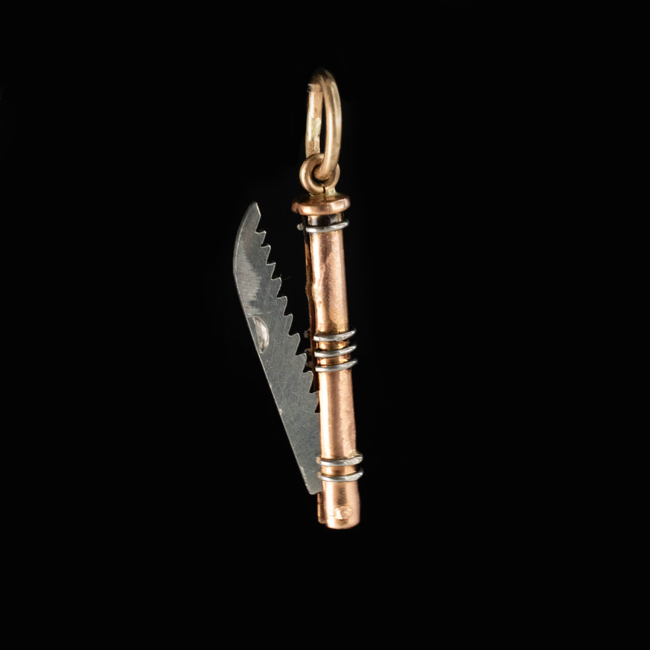 Folding Saw Charm in 18k Gold
