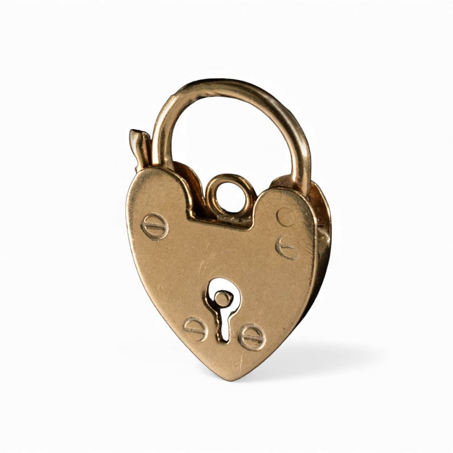 Heart Lock Charm in 9k Gold