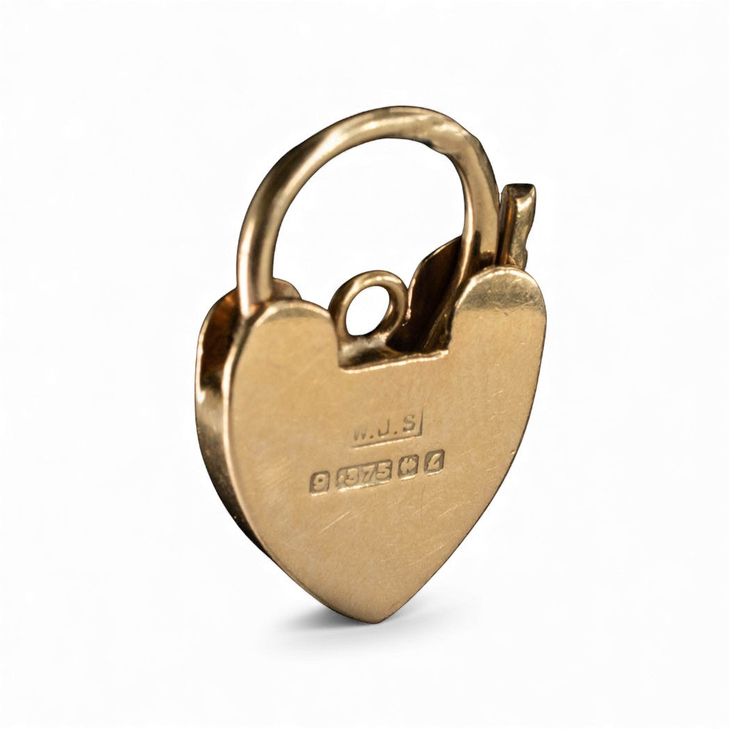 Heart Lock Charm in 9k Gold