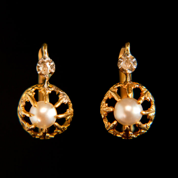 Pearl + Diamond Dormeuse Earrings | 18k Gold