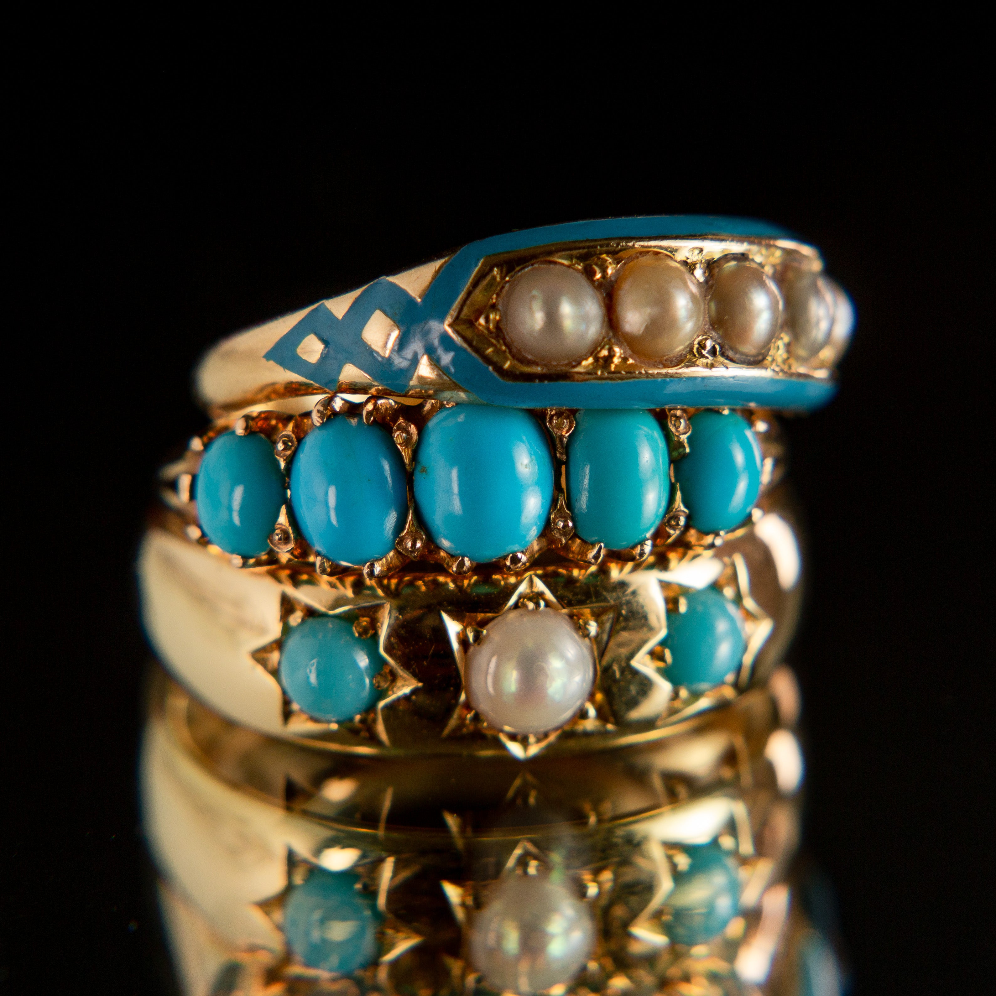 Antique sale Gold and Blue Pearl Ring