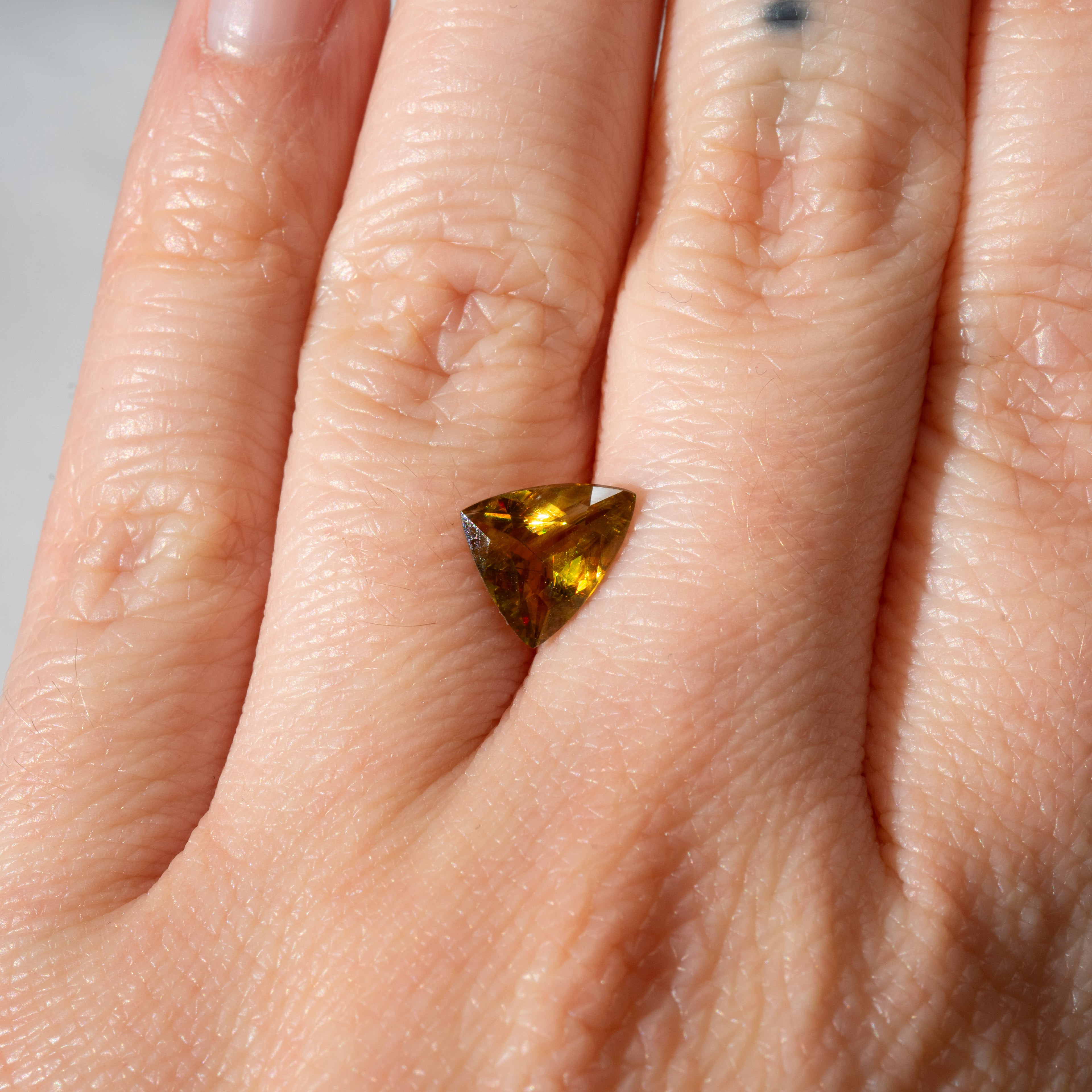 Helios | Loose Yellow Trillion-Cut Sphene Gemstone, 1.49 ct (Pakistan Origin)