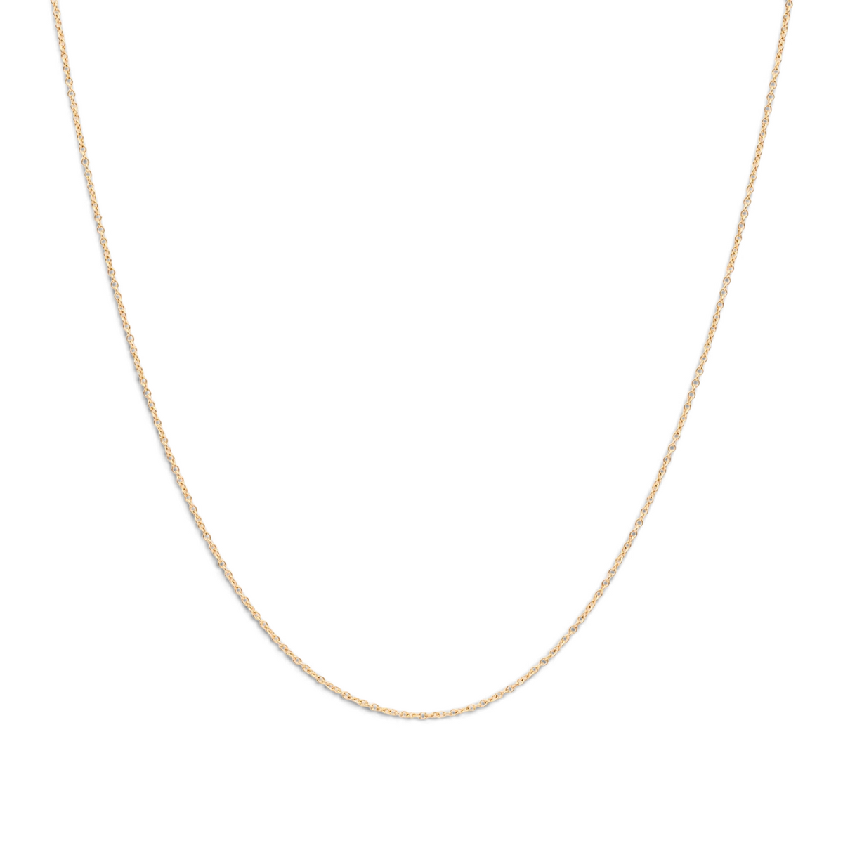 Stórica Studio 14k yellow gold 1mm cable chain necklace with a delicate and classic link design