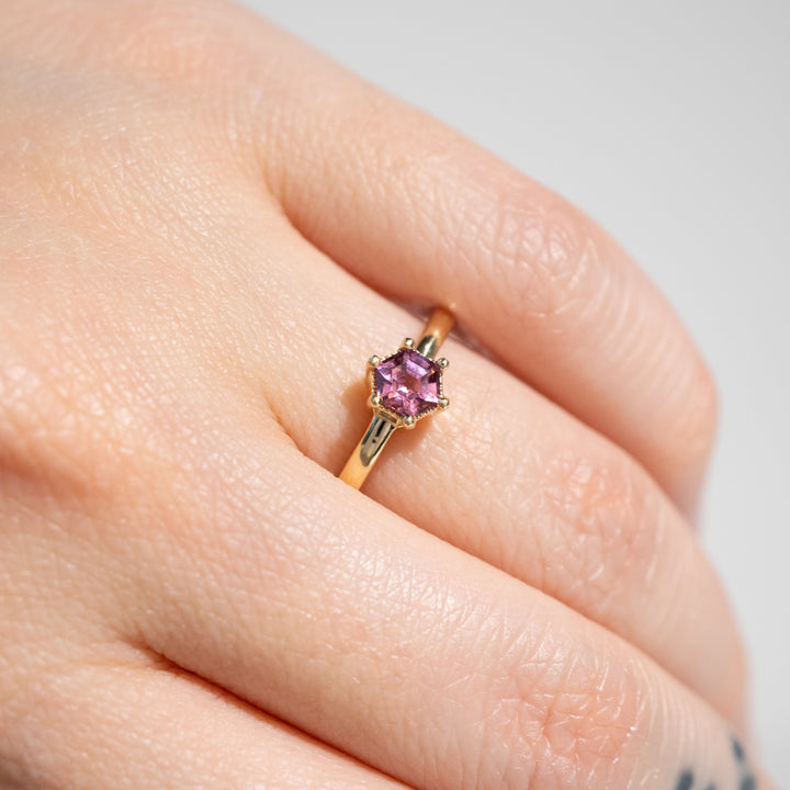 Oak Stacking Ring | Pink Spinel in 14k Yellow Gold