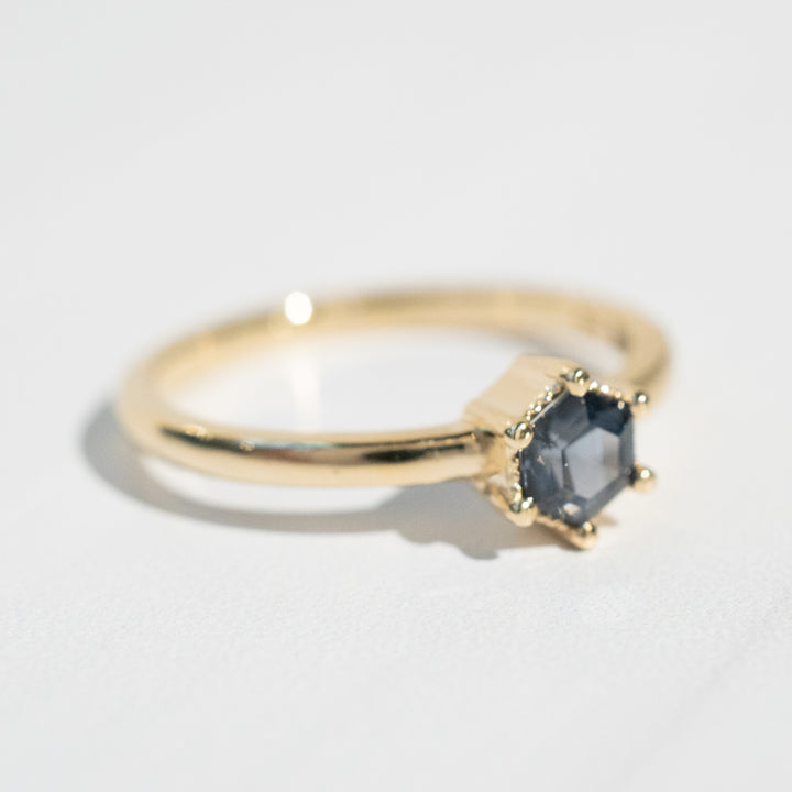 Oak Stacking Ring | Green-Blue Spinel in 14k Yellow Gold