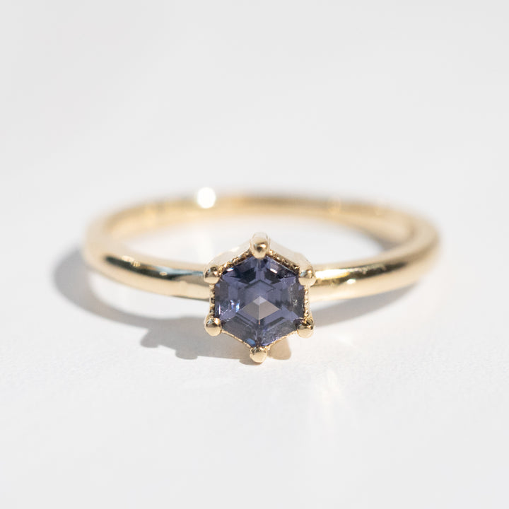 Oak Stacking Ring | Purple-Blue Spinel in 14k Yellow Gold