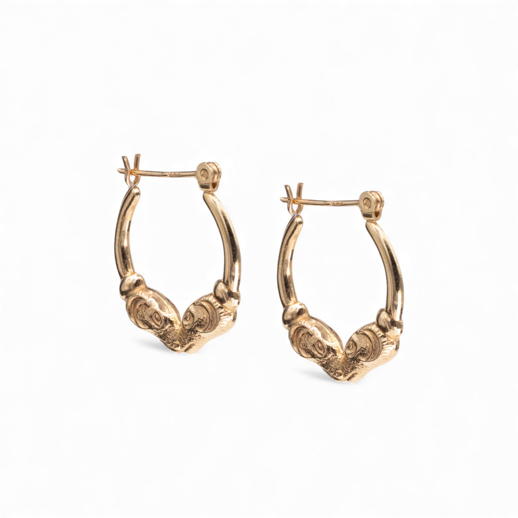 Vintage Ram Head Hoop Earrings