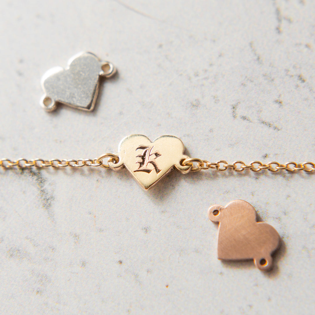 In-Line Solid Metal Heart Charm