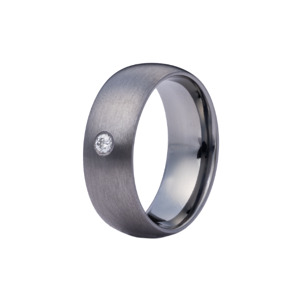 Alternative Metal Band - Half Round Profile with Flush Lab Grown Diamond