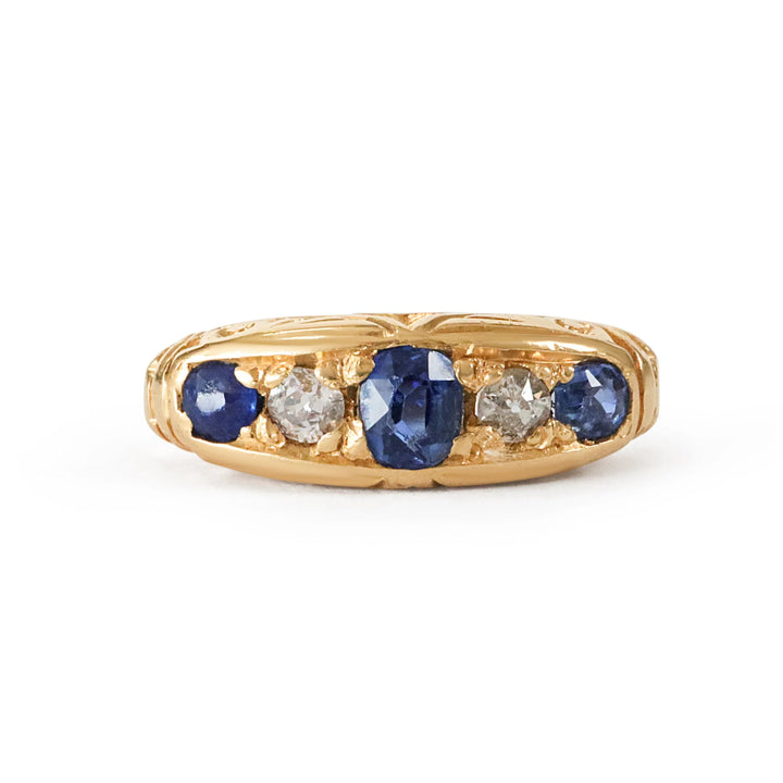 The Passage Ring — Victorian Sapphire & Diamond Boat Ring