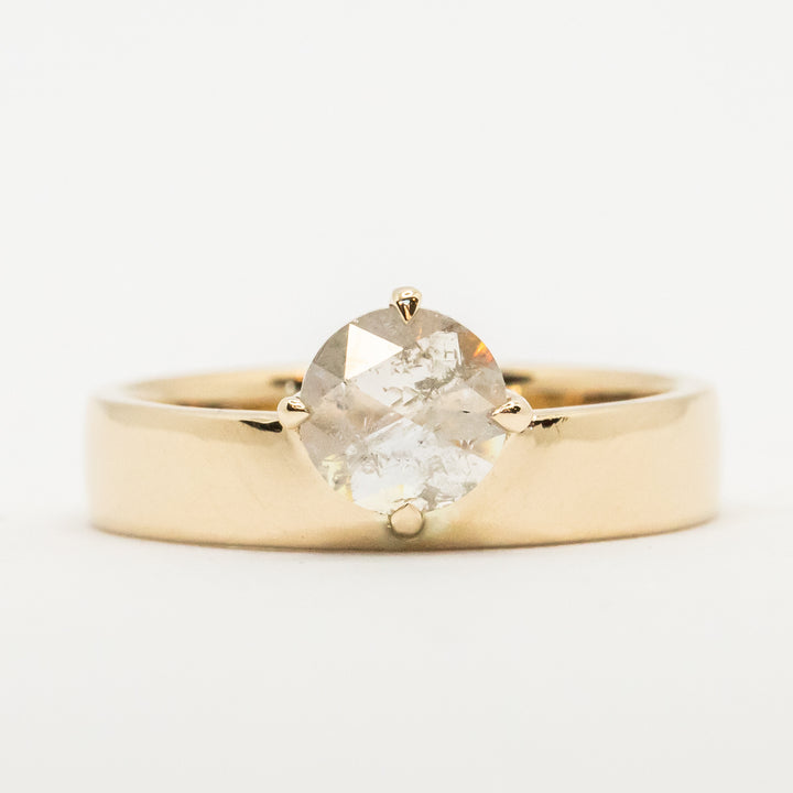 Cardinal Solitaire Band | Rose-Cut Grey Diamond in 14k Yellow Gold