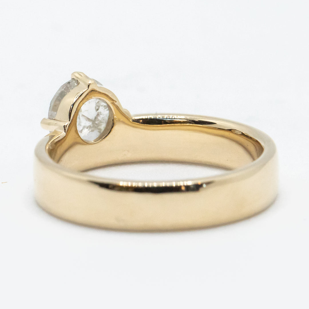 Cardinal Solitaire Band | Rose-Cut Grey Diamond in 14k Yellow Gold
