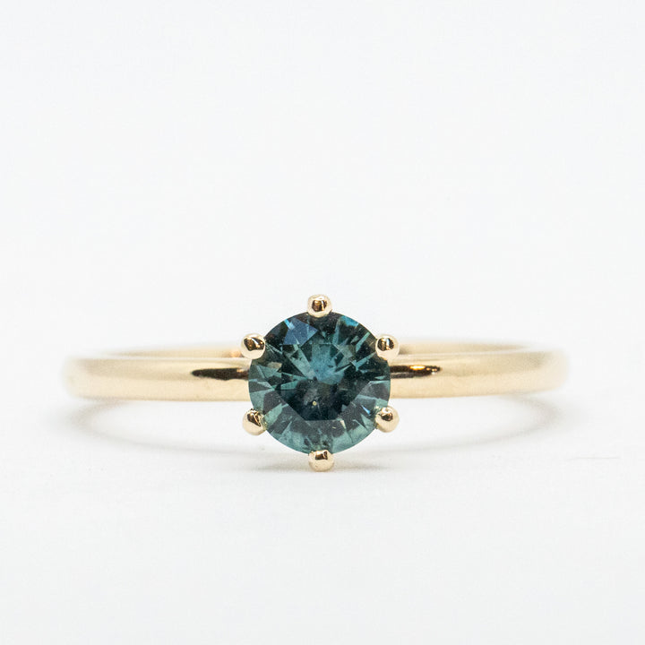 Teal Sapphire Solitaire Ring | 0.63 ct. Montana Sapphire in 14k Yellow Gold