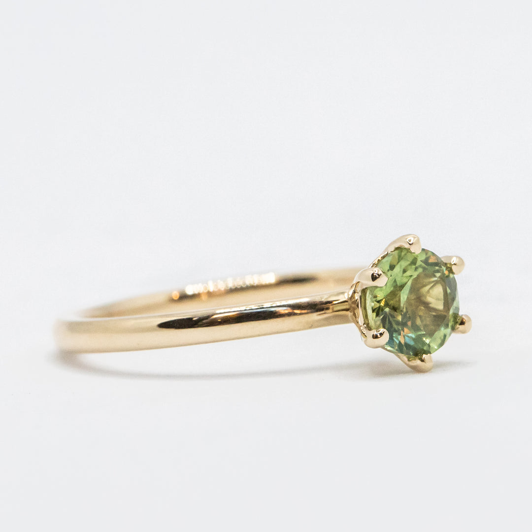 Green Sapphire Solitaire Ring | 0.83 ct. Montana Sapphire in 14k Yellow Gold