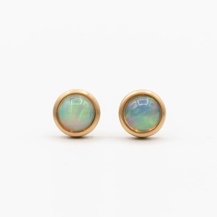 Selene Opal Cabochon Stud Earrings – 18k Yellow Gold | One of a Kind