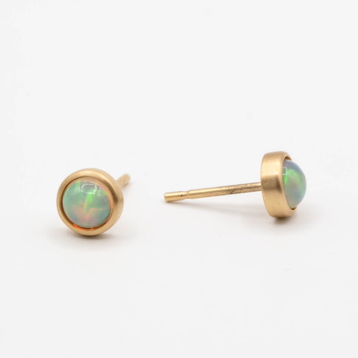 Selene Opal Cabochon Stud Earrings – 18k Yellow Gold | One of a Kind
