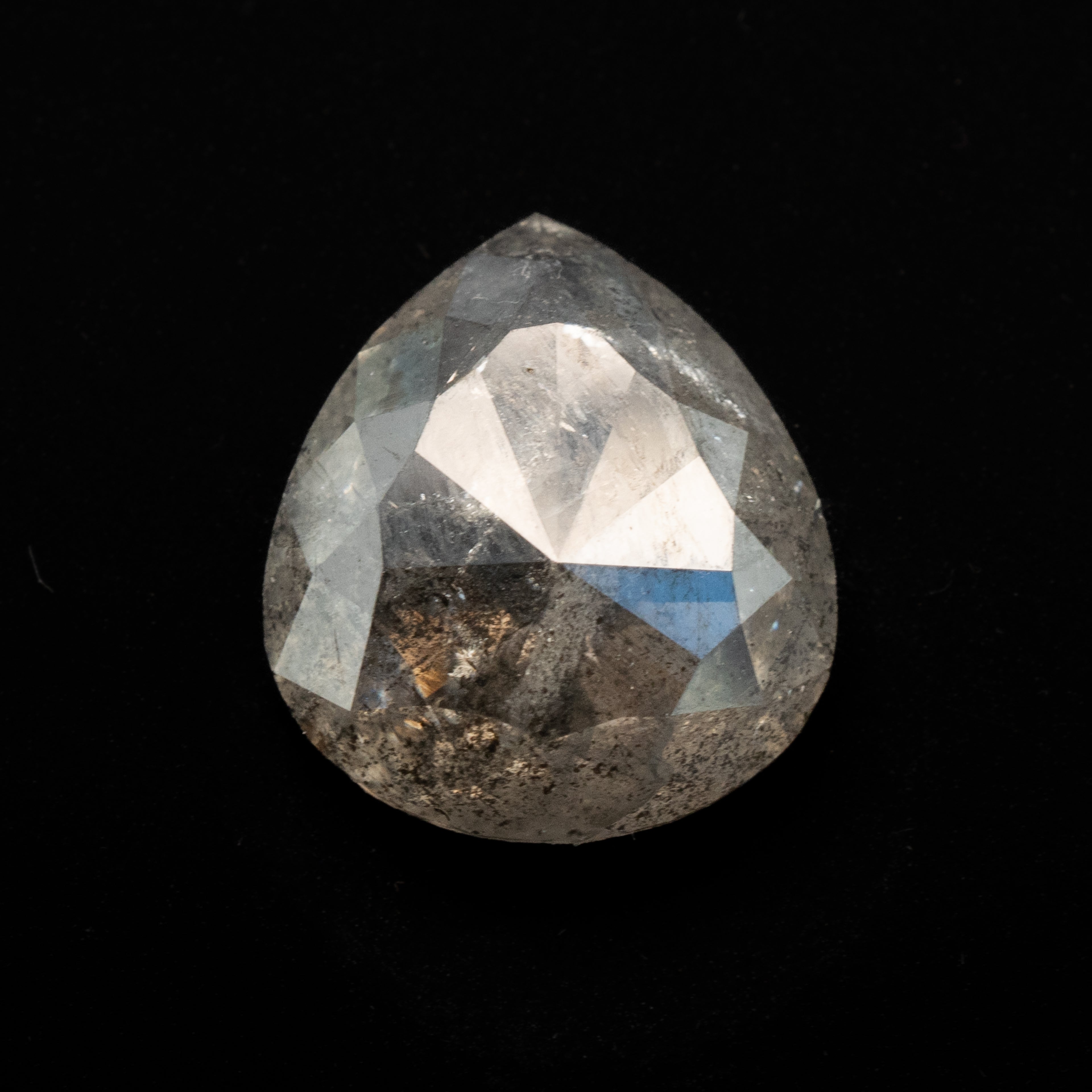 Pear Rose Cut Salt + Pepper Diamond | 2.75ct