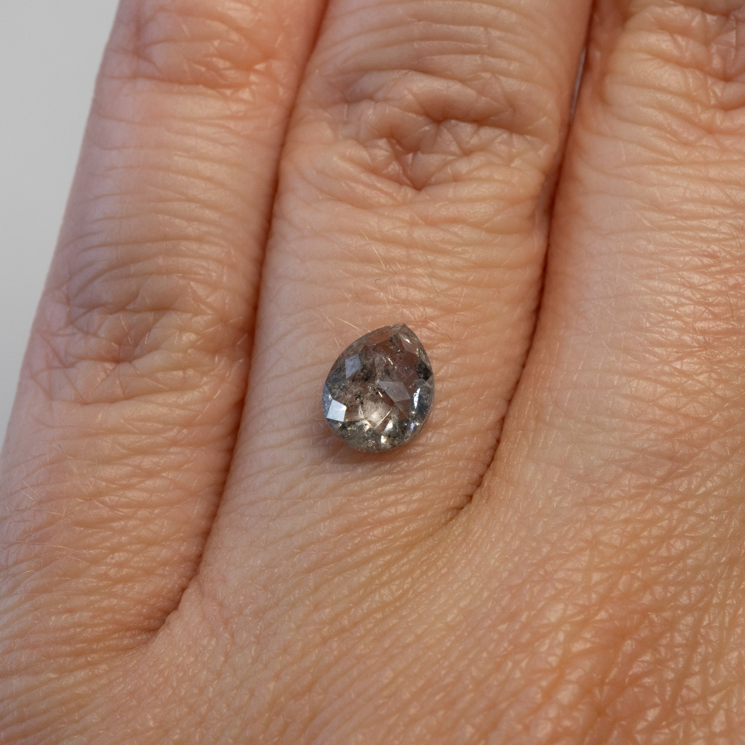 Pear Rose Cut Grey Salt + Pepper Diamond | 1.01ct
