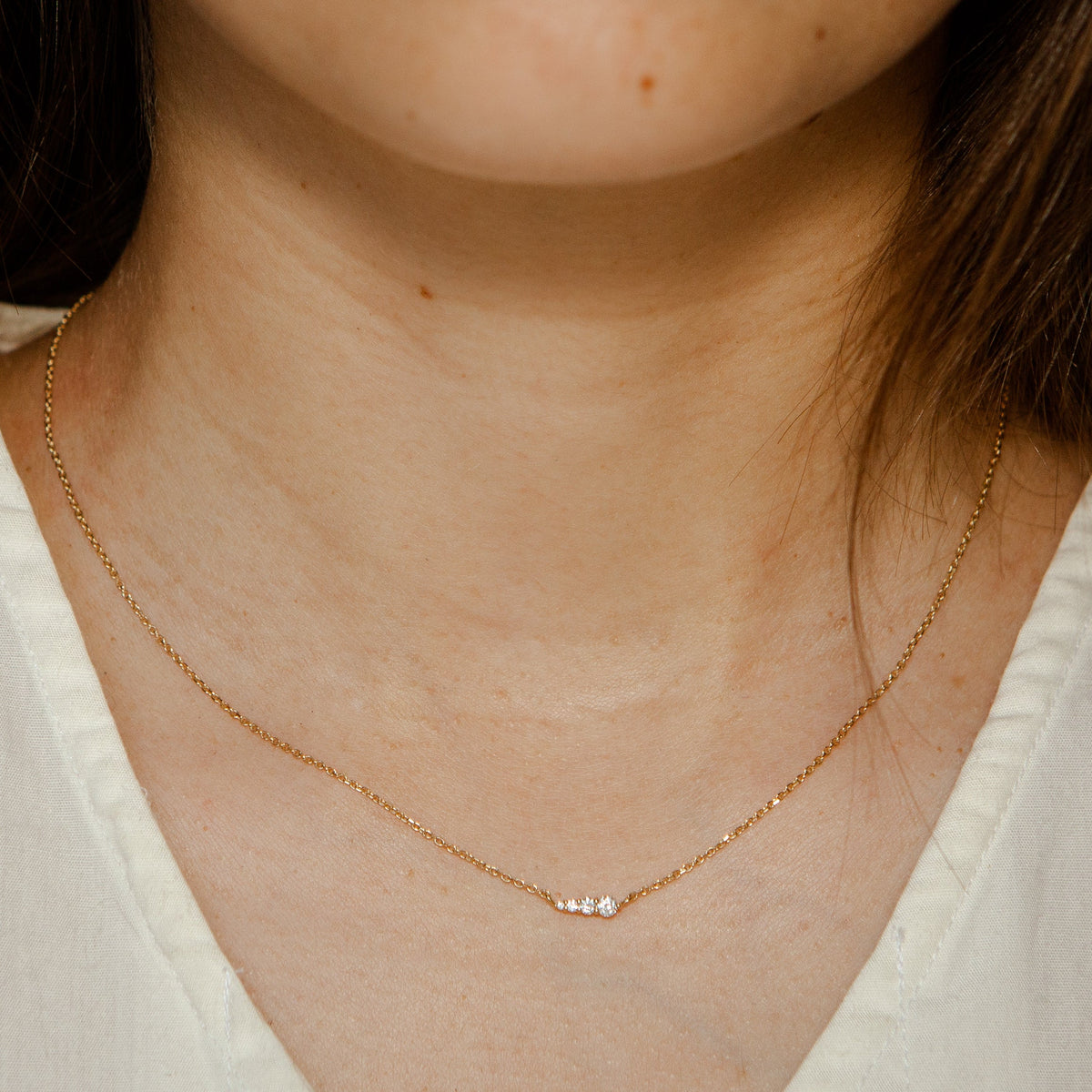 Sandbar graduated lab-grown diamond bar necklace in 14k yellow gold, layered