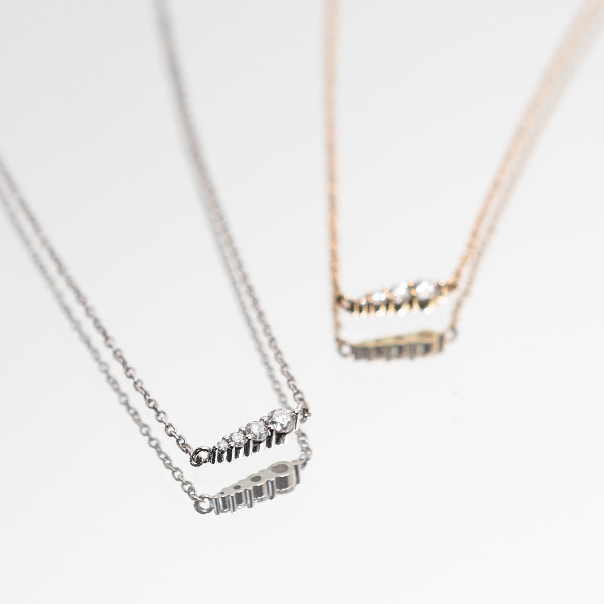 Sandbar graduated lab-grown diamond bar necklace in 14k yellow gold, worn