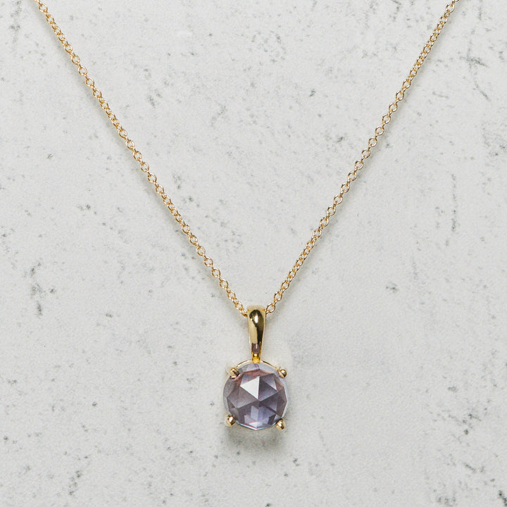 Daybreak Necklace in 14k Yellow Gold | Round Rose-Cut Lab Alexandrite