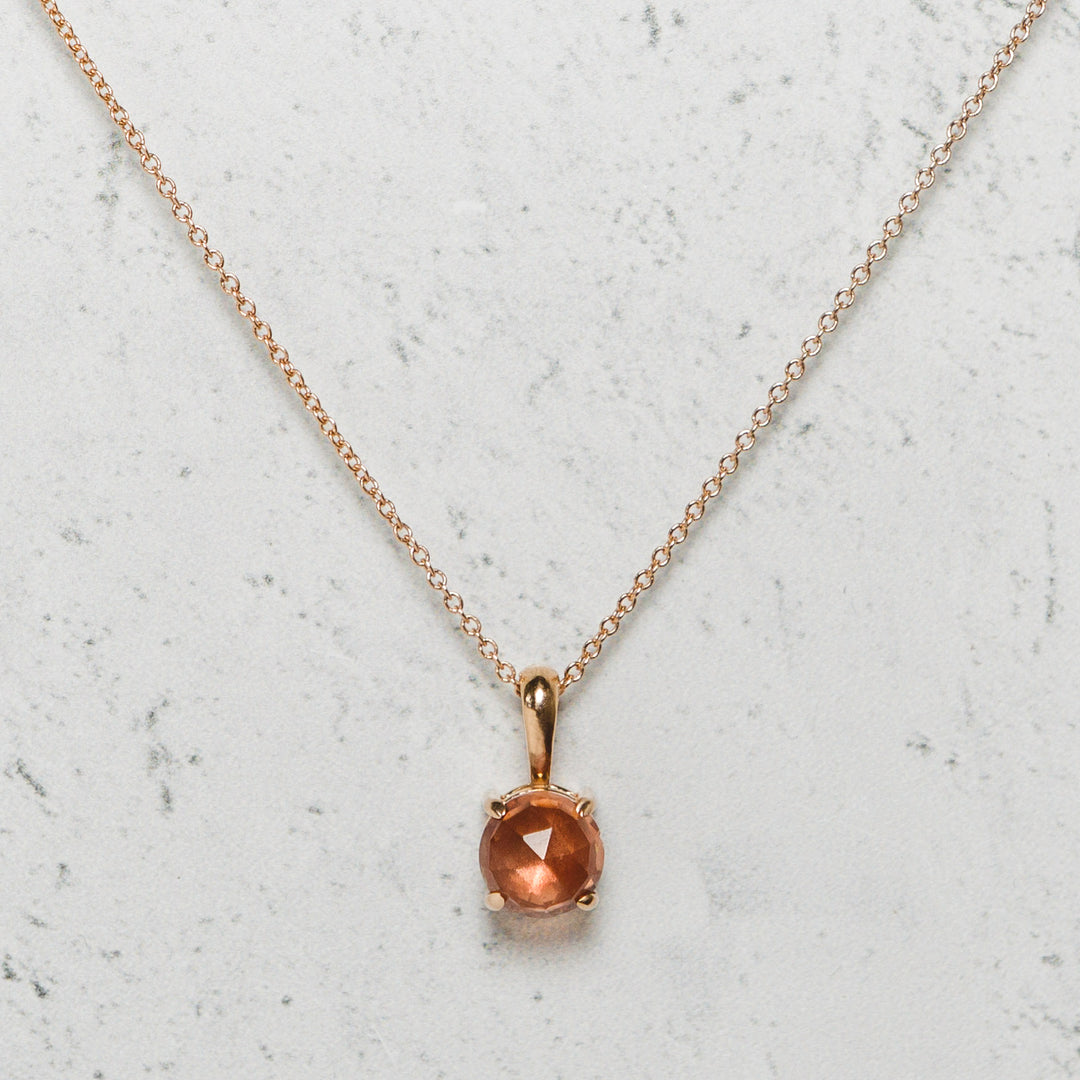 Daybreak Necklace in 14k Rose Gold | Rose-Cut Sunstone