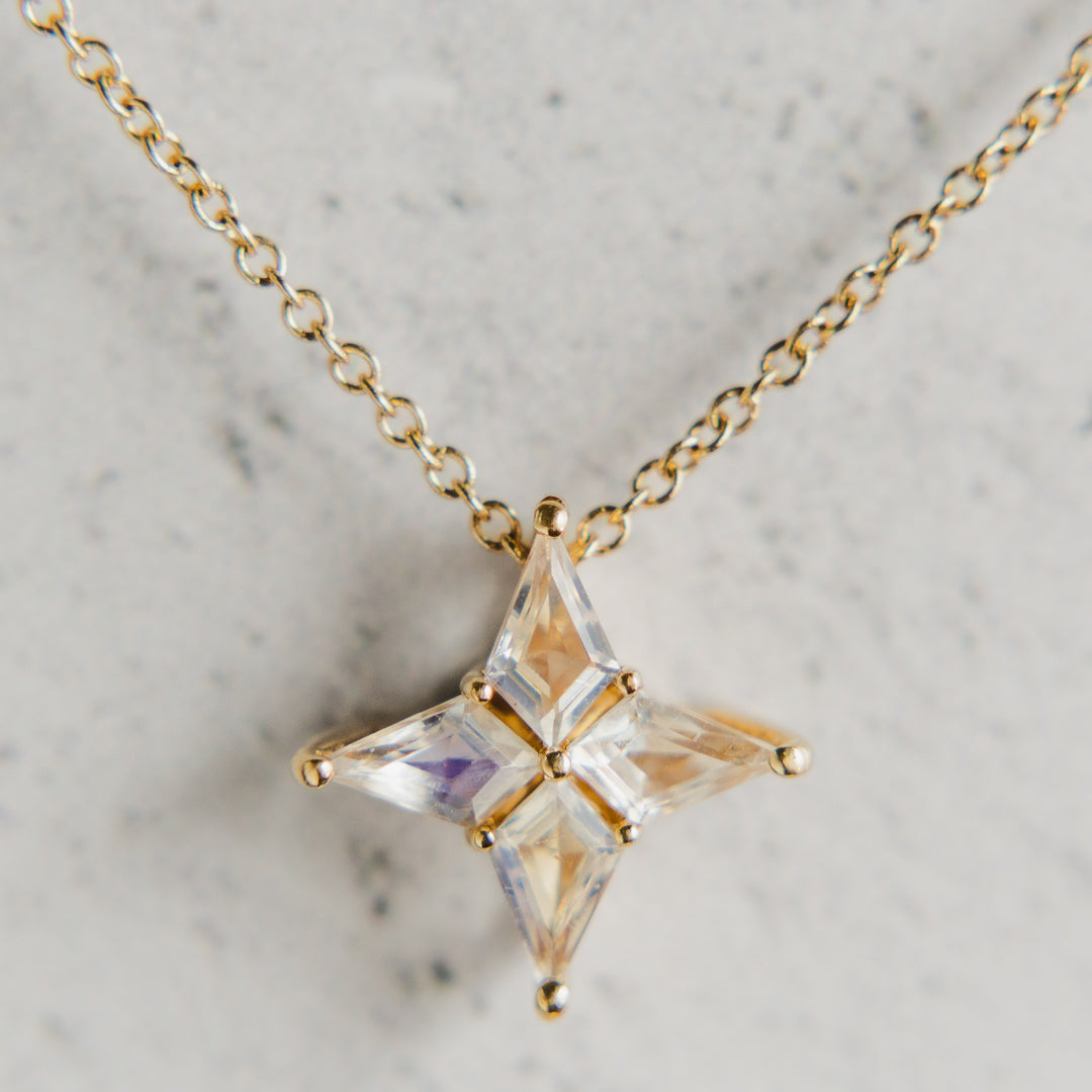 Kite Rainbow Moonstone Necklace in 14k Gold