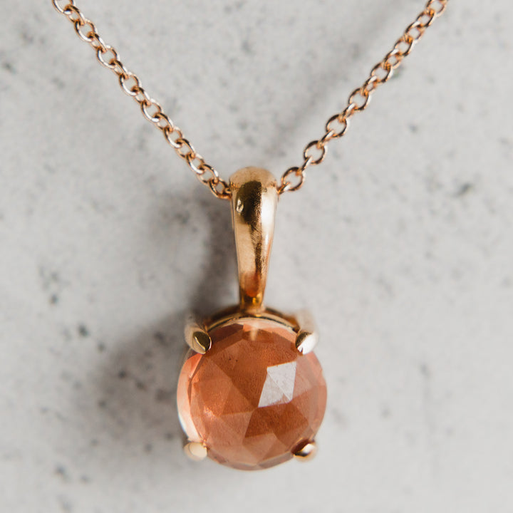 Daybreak Necklace in 14k Rose Gold | Rose-Cut Sunstone
