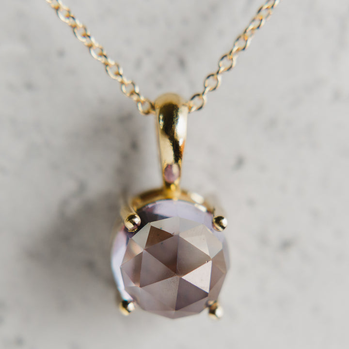 Daybreak Necklace in 14k Yellow Gold | Round Rose-Cut Lab Alexandrite