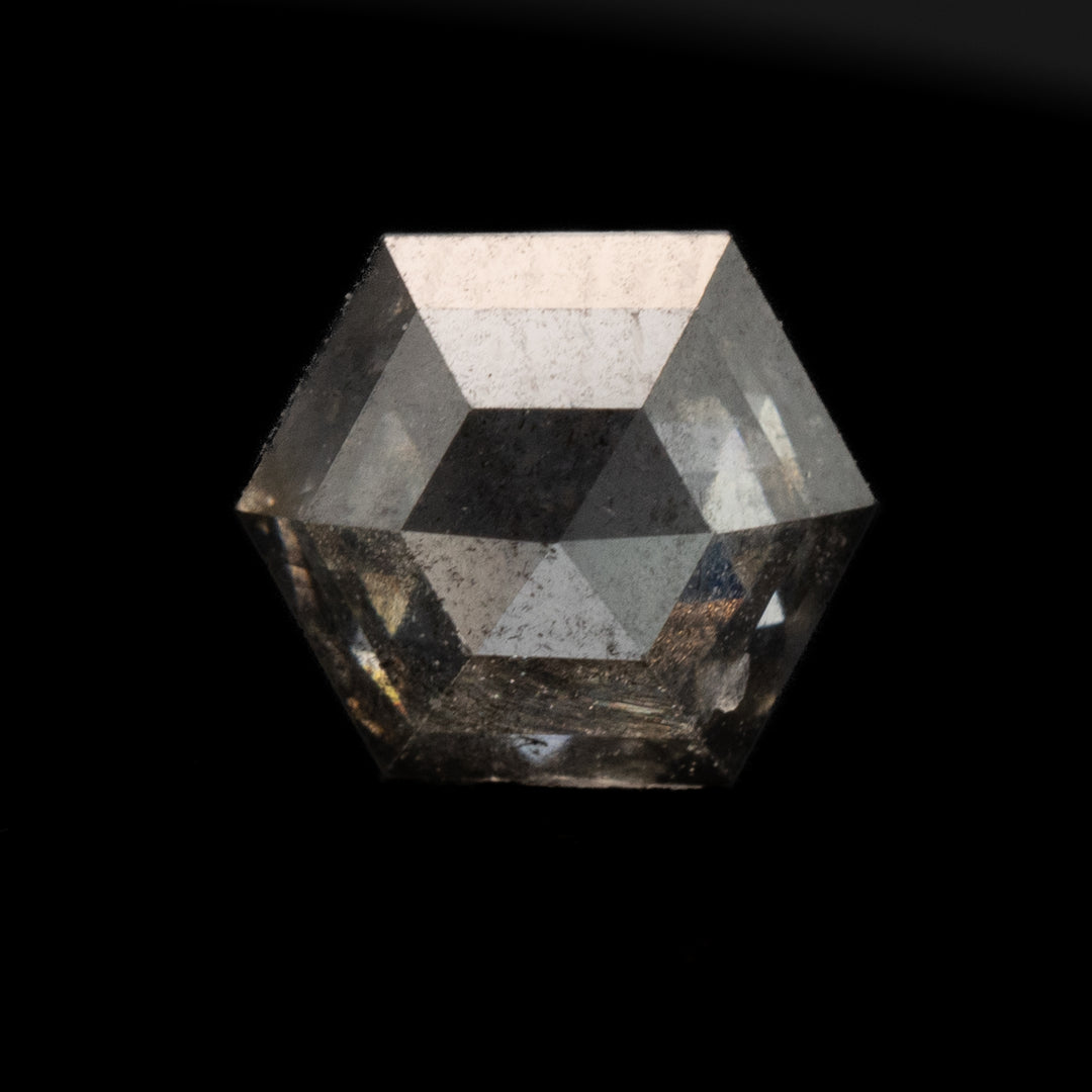Hexagonal Rose Cut Salt + Pepper Diamond | 0.94 ct.