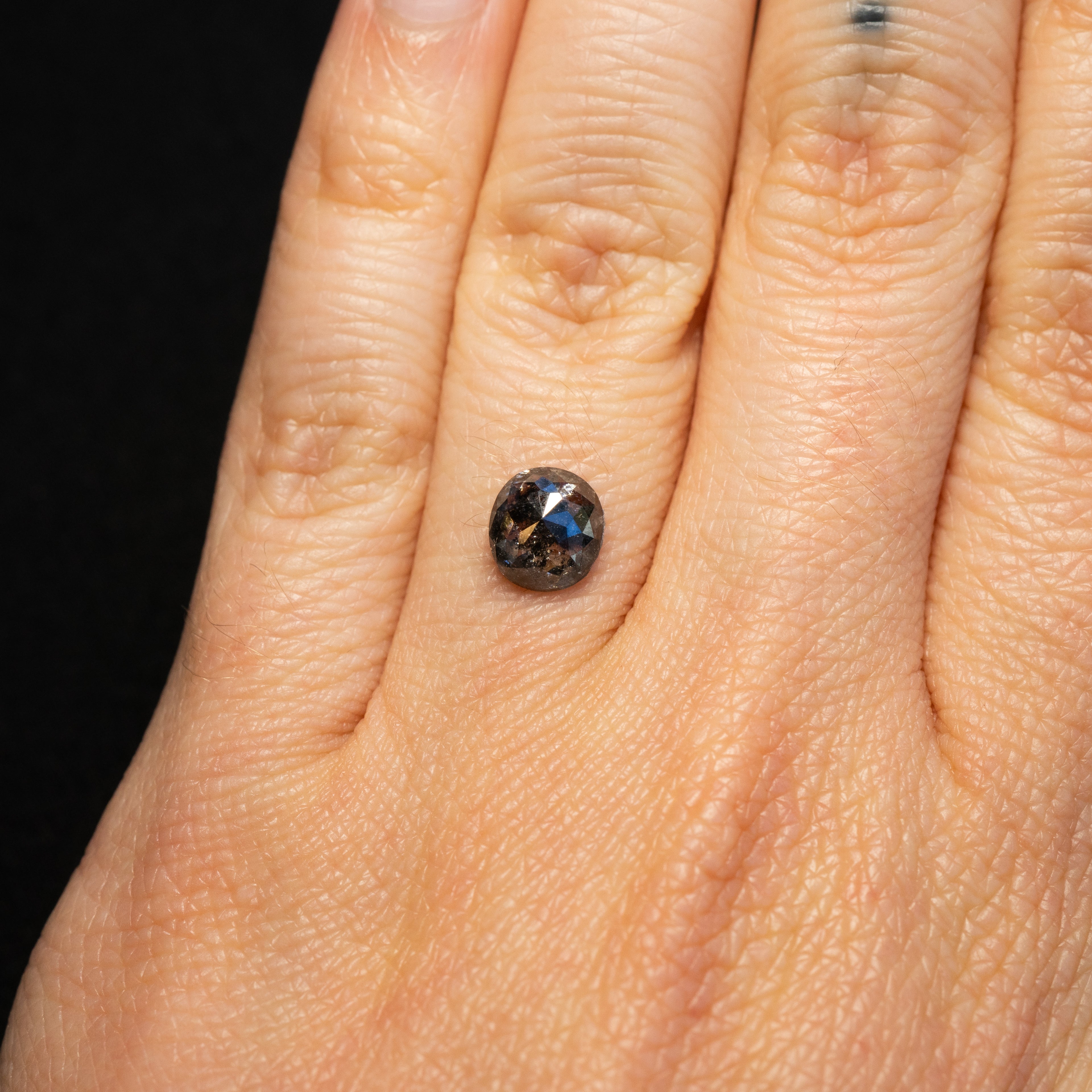 Oval Rose Cut Salt + Pepper Diamond | 1.26ct