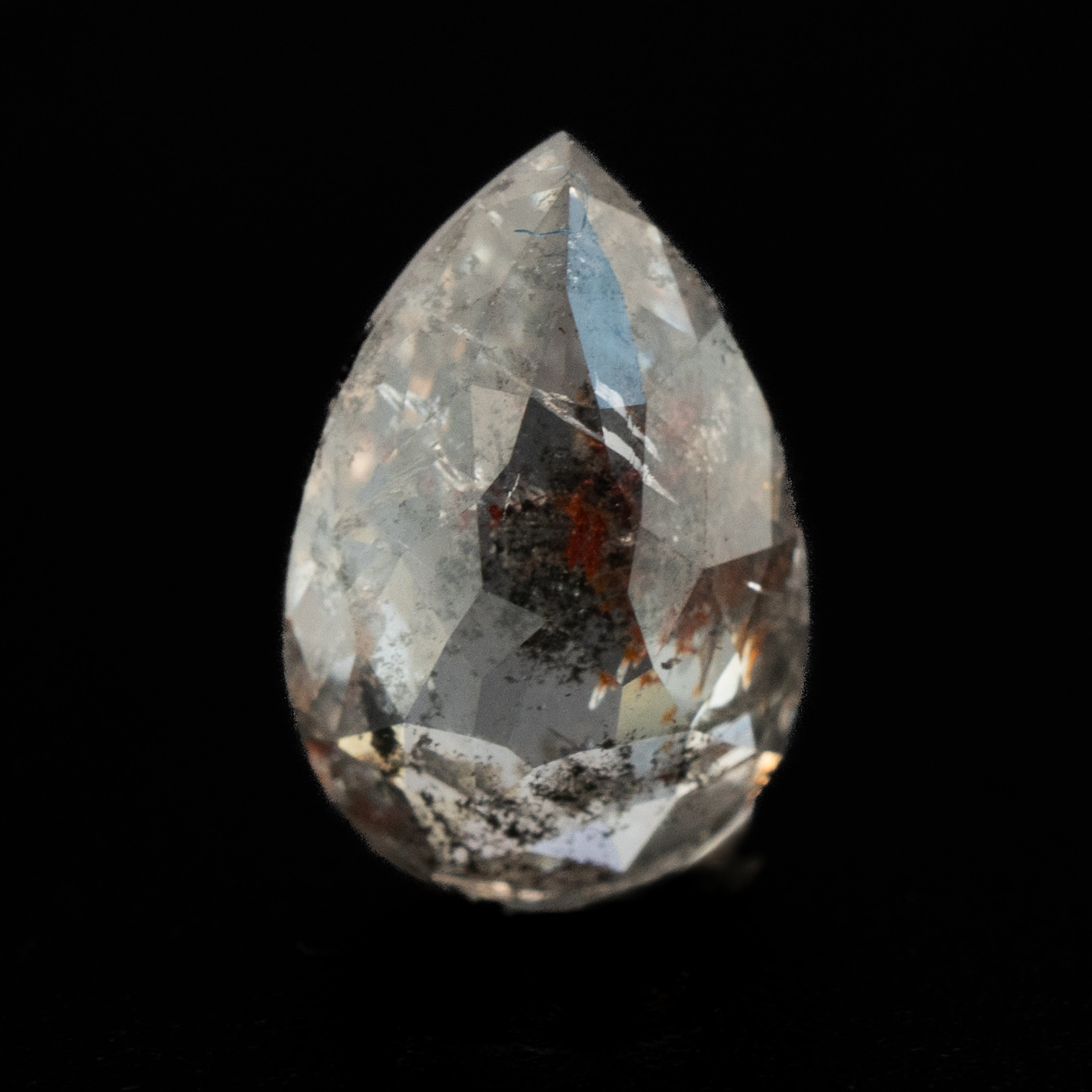 Pear Rose Cut Salt + Pepper Diamond | 0.94ct