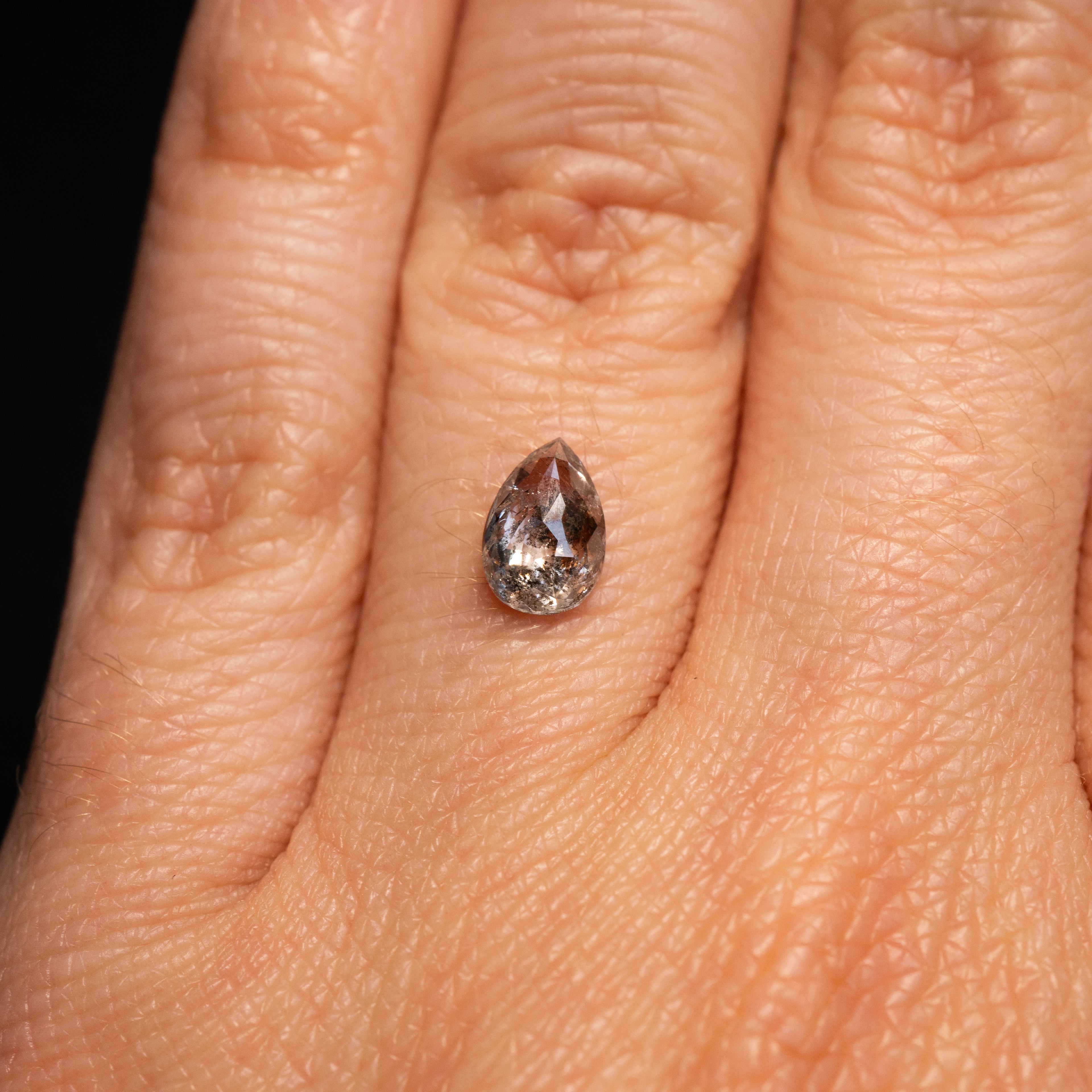 Pear Rose Cut Salt + Pepper Diamond | 0.94ct
