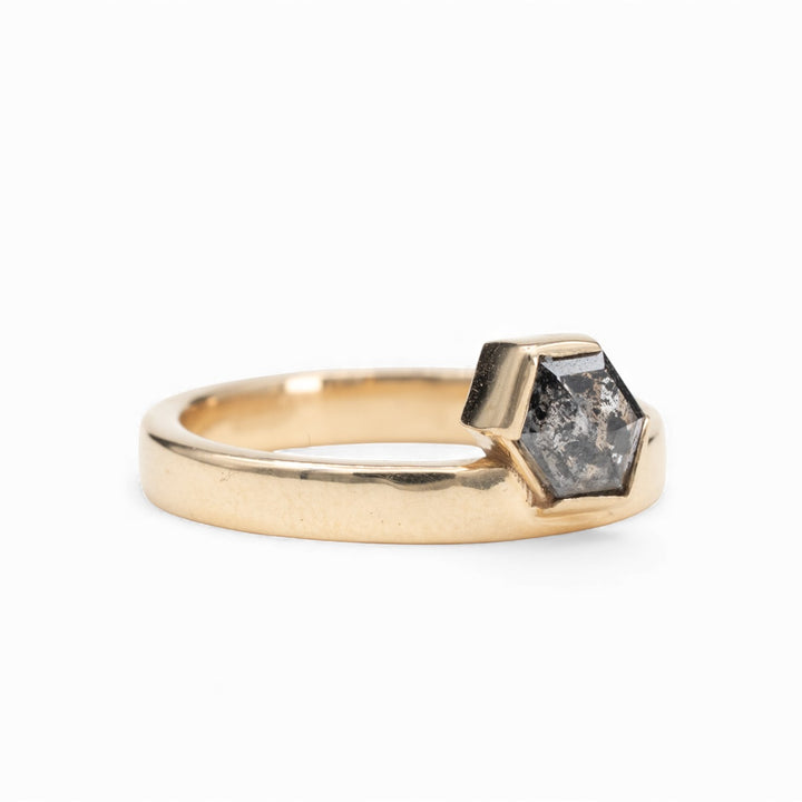 Keystone Salt & Pepper Diamond Ring