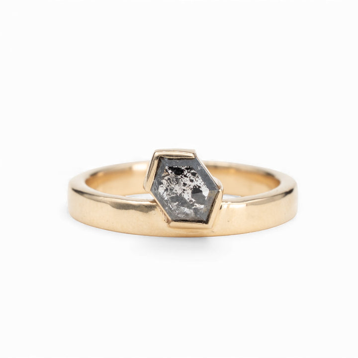 Keystone Salt & Pepper Diamond Ring