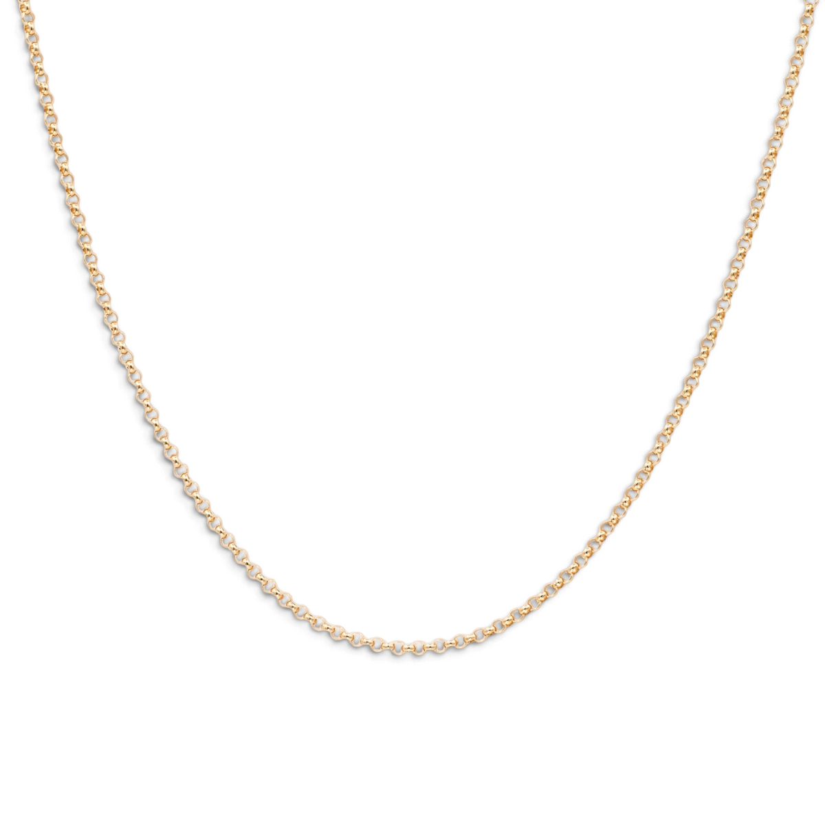Stórica Studio 1.4mm classic rolo chain necklace in 14k yellow gold with delicate rounded links