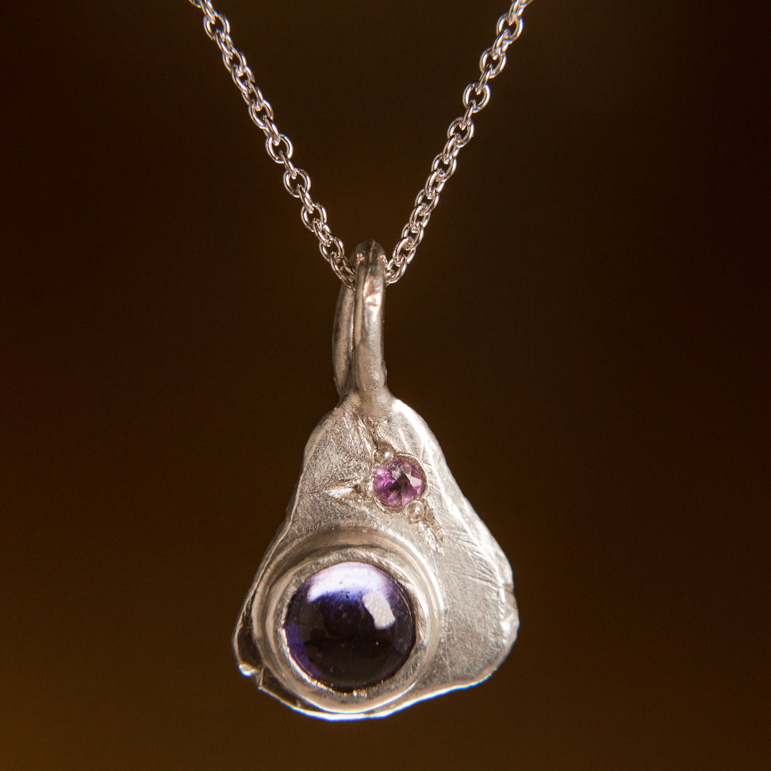 Amulet Necklace in Silver | Iolite + Amethyst