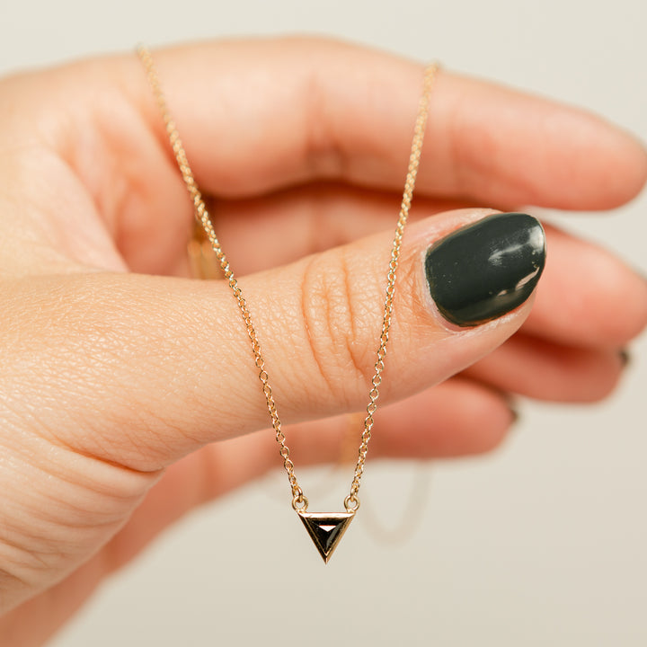 Golden Hour Layering Necklace - Geometric Black Diamond in 14k Gold No.3
