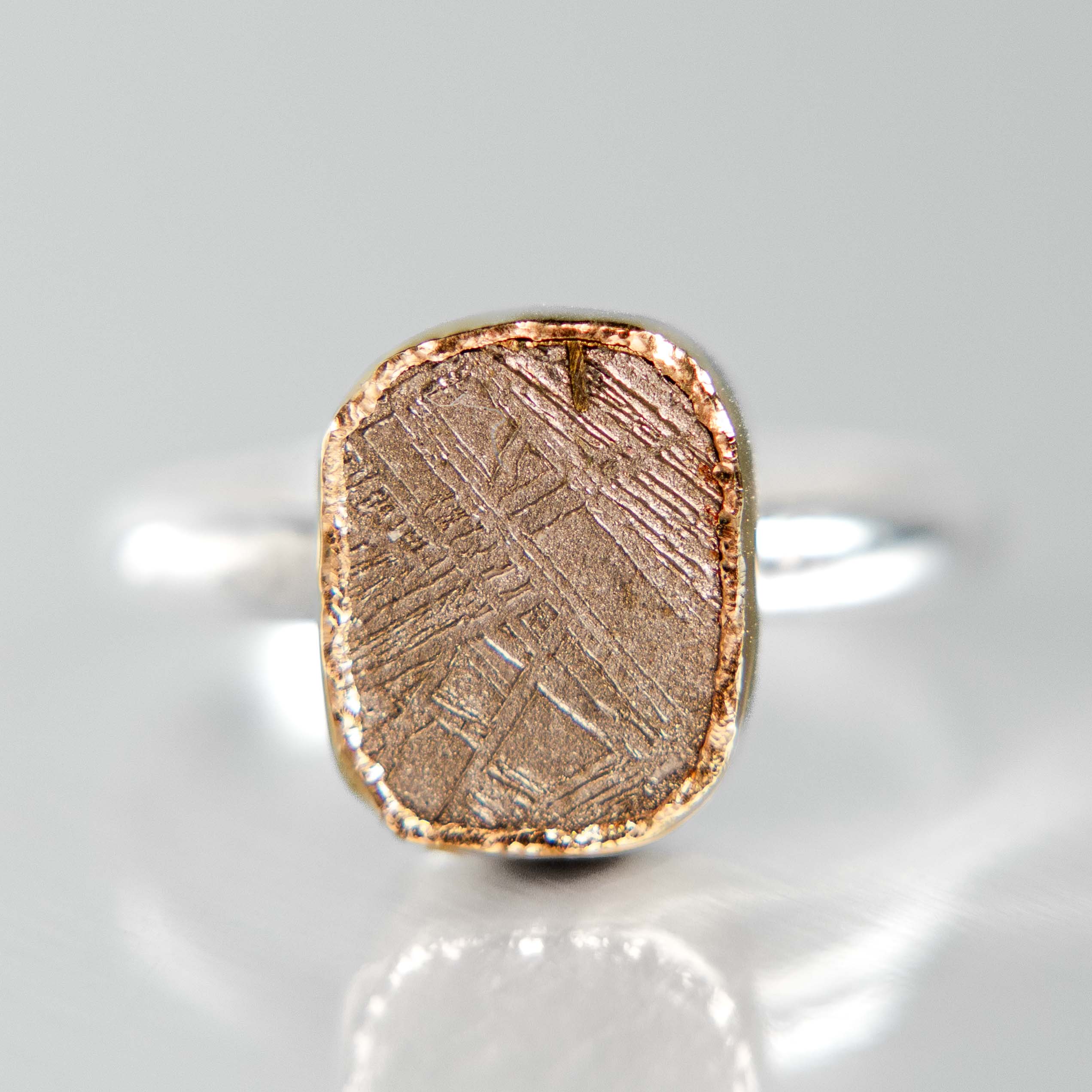 Nova Meteorite Ring – 14k Yellow Gold & Sterling Silver | One of a Kind