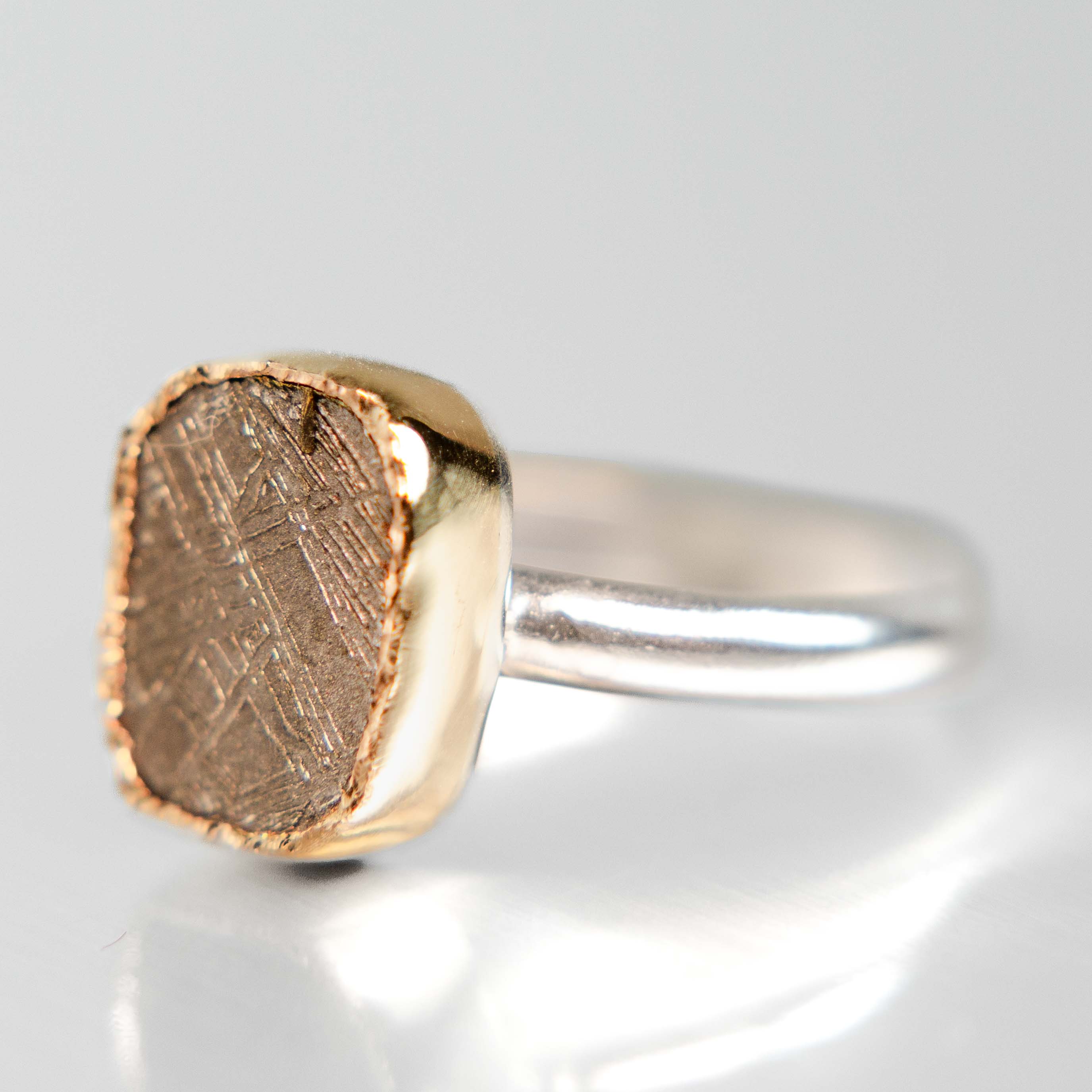 Nova Meteorite Ring – 14k Yellow Gold & Sterling Silver | One of a Kind