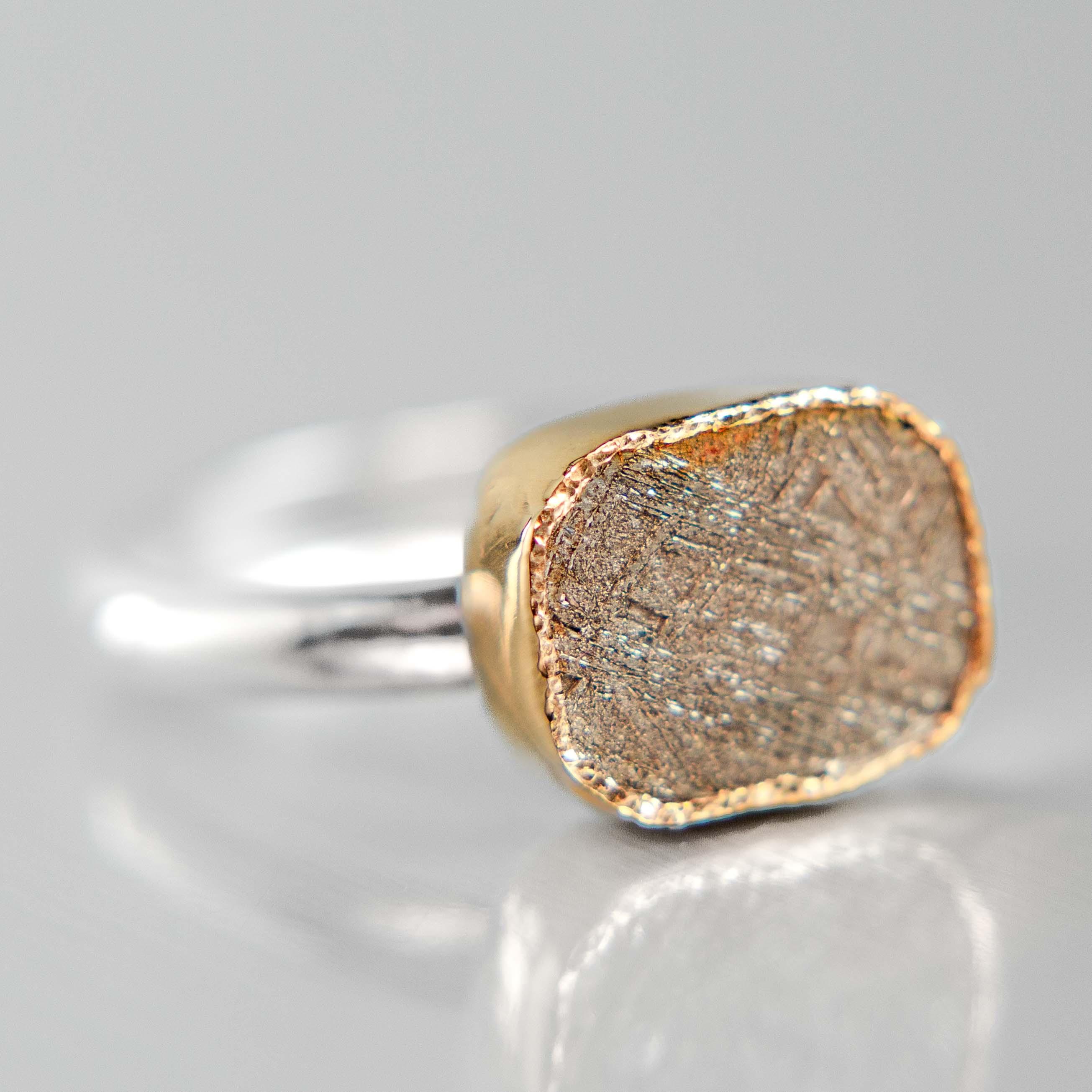 Nova Ring No. 2 – Meteorite, 14k Yellow Gold & Sterling Silver | One of a Kind