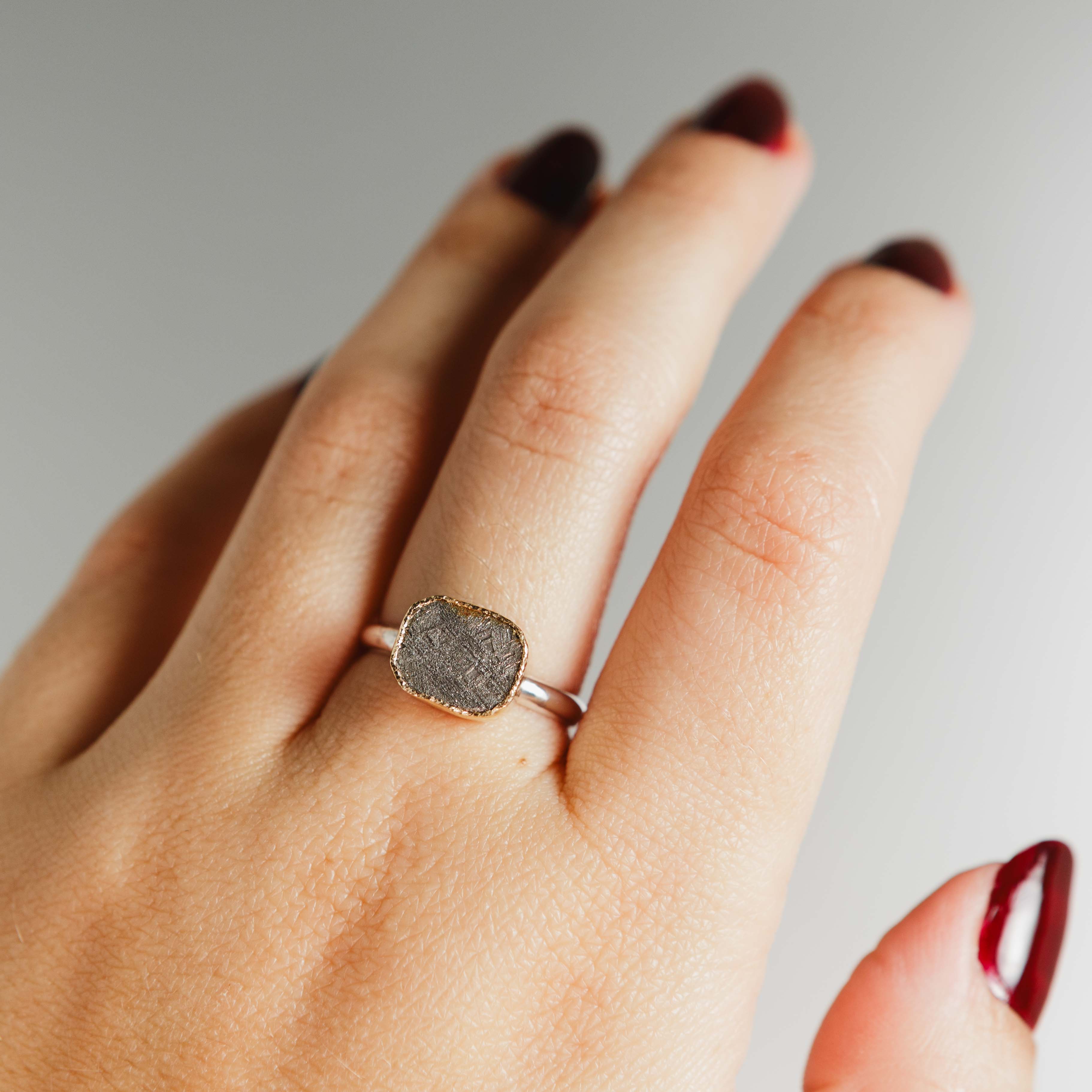 Nova Ring No. 2 – Meteorite, 14k Yellow Gold & Sterling Silver | One of a Kind