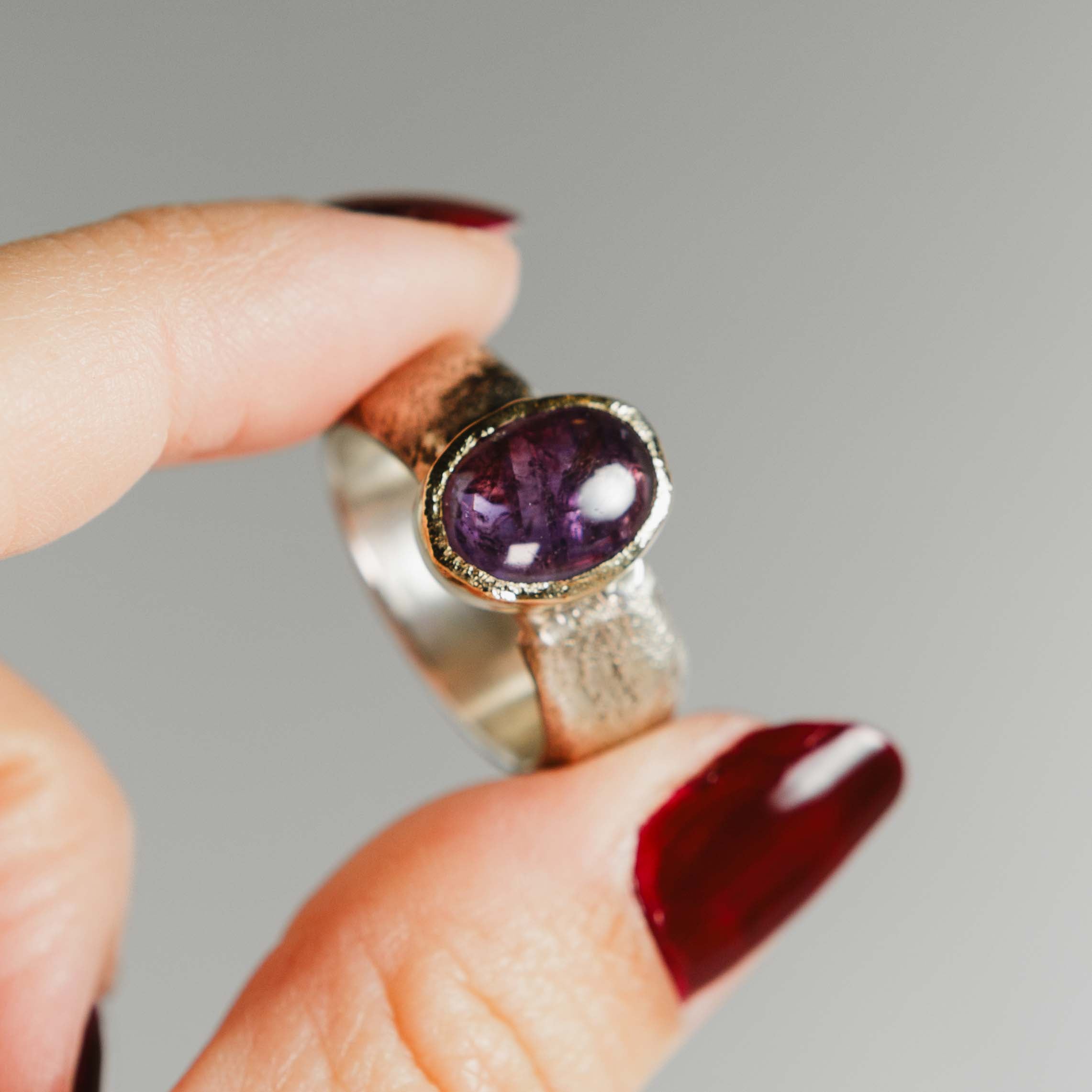 Clio Sapphire Cabochon Ring – 14k Yellow Gold & Sterling Silver | One of a Kind